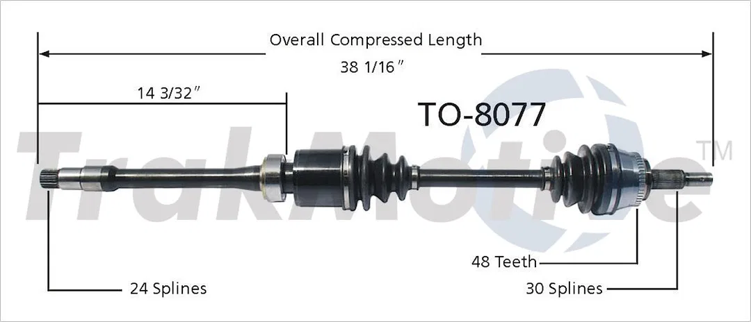 TO-8077 – TRAKMOTIVE CV Axle Shaft, OEM Replacement